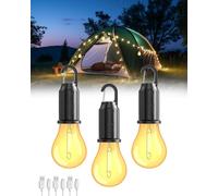 Rechargeable Camping Lamp,Usb Rechargeable Bulb Camping Lantern,Adjustable Brightness 3 Modes,2800k Portable Rechargeable Led Lamp For Camping,Hiking,Garden,Emergency Light [3pcs]