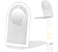 Rechargeable Cosmetic Mirror With 10x Magnification, 1000mah Rechargeable Travel Mirror With Lighting, 3 Color Lights, Ultra Slim Portable Makeup Mirror