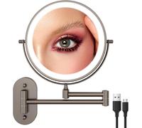 Rechargeable Cosmetic Mirror With 1x/10x Magnification, Dimmable Shaving Mirror, 3 Colors Touch Screen, Led Makeup Mirror, 360° Rotating, Wall Mounted Mirror For Room