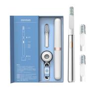 Rechargeable Electric Toothbrush | With 2 Replacement Heads, 32000 Vibrations, 3 Modes IPX7 Waterproof, Charging Stand & Slim Travel Case(Silver)