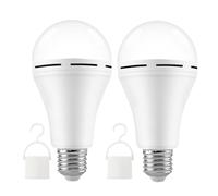 Rechargeable Emergency Light Bulbs, Battery Powered Light Bulb with Hook, 12W 1200mAh Multi-Function LED Battery Backup Emergency Light for Power Outage Camping Outdoor Hurricane (2pcs)