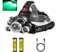Rechargeable Green Light Headlamp, 5000 Lumens Green Night Hunting Headlight Waterproof For Night Vision, Astronomy, Aviation, Hunting
