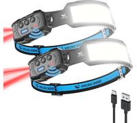 Rechargeable Headlamp, 2 Pack Led Headlamp 7*Super Bright White Lights With Red Light From The Back Headlamp For Camping Repair, Led-Lamp-Fontal-Usb-Rechargeable