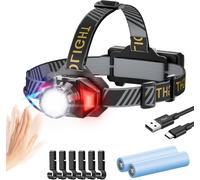 Rechargeable Headlamp, 36000lm Super Bright 2600mah Capacity Up To 9-26 Hours, 8 Modes Hands-Free Detection For Work, Fishing, Camping, Running
