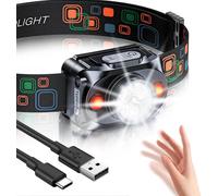 Rechargeable Headlamp, [6 Lighting Modes] Ultra Powerful Led Headlamp, Motion Sensor, Ipx4 Waterproof, 15h Battery Life For Camping/Fishing/Hiking/Night Running/Emergency