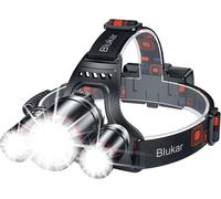 Rechargeable Headlamp, 8000l Super Bright Waterproof Lightweight Powerful Led Head Torch With Red Indicator, 5 Lighting Modes & Zoomable & 90° Adjustable For Running/Camping/Fishing