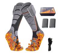 Rechargeable Heated Socks for Men & Women, 4000mAh Chaussette chauffante Rechargeable, Chaussettes chauffantes électriques lavables avec 3 niveaux de chauffage pour Hiver, Ski, Camping (Gris, 2200mAh)