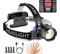 Rechargeable Led Headlamp, 20000 Lumens Super Bright Headlamp With Motion Sensor 3 Lighting Modes, Adjustable Focus, Ip68 Waterproof Headlamp For Camping Hiking Fishing