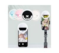 Rechargeable LED Selfie Ring Light with 3-Level Adjustable Brightness Portable Mobile Phone Lens Selfie Lamp White