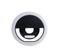 Rechargeable LED Selfie Ring Light with 3-Level Adjustable Brightness Portable Mobile Phone Lens Selfie Lamp Black