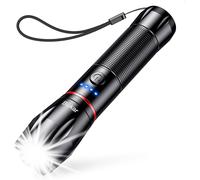 Rechargeable Led Torch, 2000lm Ultra Powerful Led Flashlight, Tactical Torch In Aluminium, Ipx6 Waterproof, 5 Lighting Modes & Zoomable For Camping/Hiking/Emergency