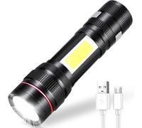 Rechargeable Led Torch, 800lm 3 Modes & Zoomable Flashlight, Portable Cob Tactical Lamp For Kid Gift/Camping/Hiking/Emergency/Workshop/Couran Cut (1 Pc)