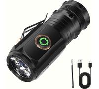 Rechargeable Led Torch,Aluminum Three-Eye Monster Flashlight,Rechargeable Torch With 5 Modes,Waterproof Tactical Torches For Camping,Hiking And Emergency
