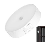 Rechargeable Motion Sensor Night Light - Round LED Smart Lamp, 3 Lighting Modes | Strong Magnetic Suction Base for Closet Cabinet Bedroom Kitchen Hallway | Automatic Dimmable Wall Light Energy-Saving