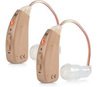 Rechargeable - Paire d'appareils personnels BTE numériques haut de gamme avec 4 modes de programme Annulation du bruit et réduction de l'effet Larsen et charge rapide