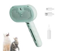 Rechargeable Pets Steam Brush, Self Cleaning Pet Grooming Brush with Wash-Free Essence，Pet Spray Hair Removal Comb Designed to Keep Their Coat Healthy and Shiny (Green)