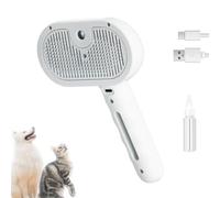 Rechargeable Pets Steam Brush, Self Cleaning Pet Grooming Brush with Wash-Free Essence，Pet Spray Hair Removal Comb Designed to Keep Their Coat Healthy and Shiny (White)