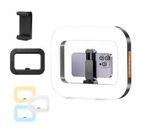 Rechargeable Selfie Portable Ring Light - Adjustable Bicolor Fill Light, Portable LED Ring Light Selfie Phone Video Stabilizer, with Cordless Square Design for Camera Smartphone (A)