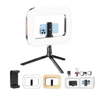Rechargeable Selfie Portable Ring Light - Adjustable Bicolor Fill Light with Cordless Square Design, LED Mobile Video Stabilizer with Built-in 4400mAh Battery for Camera, Smartphone (Type B)