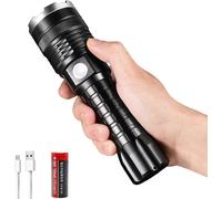 Rechargeable Torch 90000 Lumens Ultra Powerful Led Flashlight With 7200mah Battery, Ipx5 Waterproof, 5 Modes Military Tactical Flashlight For Camping, Hiking, Emergency