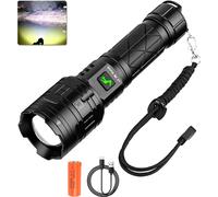 Rechargeable Torch 90000 Lumens Xhp160 Ultra Powerful Led Flashlight With 5 Modes, Ipx5 Waterproof, Zoomable Aluminum Tactical Flashlight For Camping, Trekking, Emergency