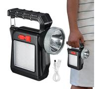 Rechargeable Torch - Camping Lights | Outdoor Fishing Flashlights | Portable Torch For Hiking Biking Camping, Handheld Outdoor Lighting Tool | Solar Panel And Type-C Port, Enabling Fast Charging