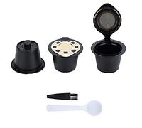 Rechargeables capsules de café réutilisables Pods de deuxième génération avec fonction de mousse Taille universelle pour la machine originale comprend 3 capsules de café 1 (Or)