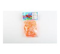Recharges 300 élastiques Rainbow Loom Bicolor orange-blanc silicon G