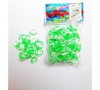 Recharges 300 élastiques Rainbow Loom Bicolor vert-blanc silicon G