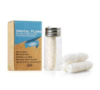 Recharges de fil dentaire en soie naturelle (3 x 30 m) | Biodégradable, sans plastique et végétalien | Cire de candelilla menthe | Kit zéro déchet avec support en verre et récipient rechargeable |
