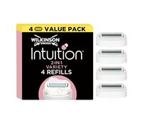 Recharges de lames de rasoir pour femmes Wilkinson Sword Intuition 2-en-1 Ultra Moisture, rasage, enrichi au beurre de karité, rasoir pour la routine de soin, pack de 3 recharges + 1 gratuite