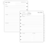 Recharges de planificateur 2026-2027 pour bloc-notes Happy Planner classique, hebdomadaire et mensuel, de juillet 2026 à juin 2027, 17,8 x 24,9 cm, 9 disques pré-perforés