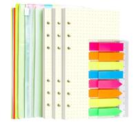 Recharges de planificateur A6 : inserts en papier ligné avec pochettes et intercalaires, 17,2 x 9,4 cm (classeur A6 6,73, bloc-notes rechargeable, journal, organiseur