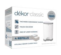 Recharges Dekor Classic pour poubelle à couches | 4 pièces Système de recharge le plus économique Remplacement facile et rapide Pas préréglée du sac - Utilisez uniquement ce dont vous avez besoin