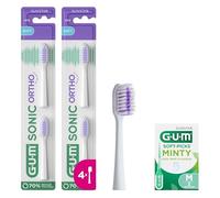 Recharges GUM SONIC ORTHO | Brins souples | idéales pour le nettoyage de l'appareil orthodontique | compatible avec tous les manches GUM SONIC | 4x têtes de brosse remplaçables (dont 1 échantillon)
