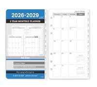 Recharges pour agenda 2026-2029 - Plaquettes de planificateur A6 avec perforation à 6 trous, juillet 2026 à juin 2029, recharges de planificateur mensuel 3 ans, 9,5 x 16,5 cm, inserts de classeur A6