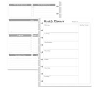 Recharges pour planificateur hebdomadaire 9 disques non datés - Taille classique 53 feuilles/106 pages pour agenda hebdomadaire Happy Planners, papier blanc 100 g/m², dure 1 an, non daté, 17,8 x 23,5