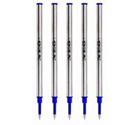 Recharges pour roller encre par Neo +, bleu (Lot de 5) compatible avec la plupart des stylos roller rechargeables