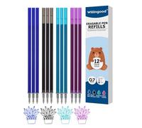 Recharges pour stylos Legami [3 bleues, 3 noires, 3 turquoise, 3 violettes, lot de 12], mines effaçables, cartouches pour set de stylos Legami