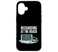 Recharging At The Beach Low Battery Crab Phone Coque pour iPhone 16