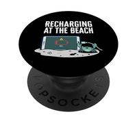 Recharging At The Beach Low Battery Crab Phone PopSockets PopGrip Adhésif