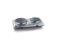 Réchaud 2 Plaques, 2 Plaques Electriques (1x Ø 15 cm, 1x Ø 18 cm), Réglage de la Température en Continu, DK 1014, Inox/Noir