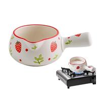 Réchaud à beurre rose à motif unique, 13 cm thermique avec base épaisse, récipient de cuisson isotherme en porcelaine, poêle florale avec équipement de poêle pour porridge et cacao