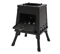Réchaud à bois portable en acier au carbone - Multifonction - Pour camping et extérieur - Avec 16 aérations - Avec tige de combustion - Sac de transport - Noir