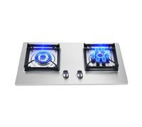 Réchaud à double brûleur, réchaud carré en cuivre pur, réchaud à gaz GPL/GN double usage en acier inoxydable, for restaurant et extérieur, 5,2 kW(NG)