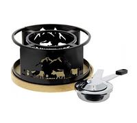 Réchaud à fondue - TABLE ET COOK - Ø21cm - Plateau bois - Vache - Noir