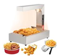 Réchaud à frites professionnel 1000W, chauffe-frites inox avec lampe chauffante, bac d’égouttage pratique, appareil compact idéal fast-food, cantines et snack-bars
