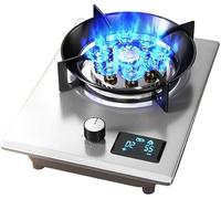 Réchaud À Gaz 1 Feu, Table De Cuisson À Gaz 32 Cm, Brûleur Wok À Anneau De Feu 9 Cavités, Dessus En Verre Trempé Avec Protection Anti-extinction, Pour Cuisine Domestique (A- Lpg,26x26x25cm)