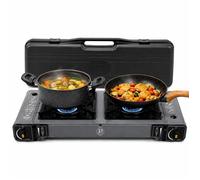 Réchaud à Gaz 2 Bruleurs 3800W pour Cartouche de gaz Butane Un2037- Plaque de cuisson Portable Camping INTEC