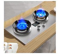 Réchaud à gaz 2 brûleurs portable de bureau ou cuisinière à gaz encastrée pour le camping, allumage LPG/NG, double brûleur